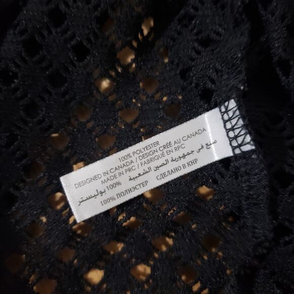 🦋3/$25 La Vie En Rose Aqua Medium Black Long Sleeve Mesh Cardigan Coverup - Picture 10 of 10